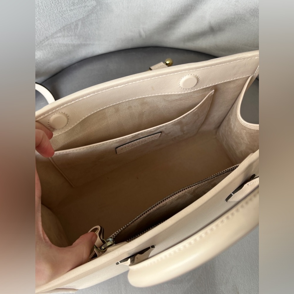 Strathberry Cream/Soft Peach Leather Top-Handle Tote with Gold Bar - Picture 5 of 6